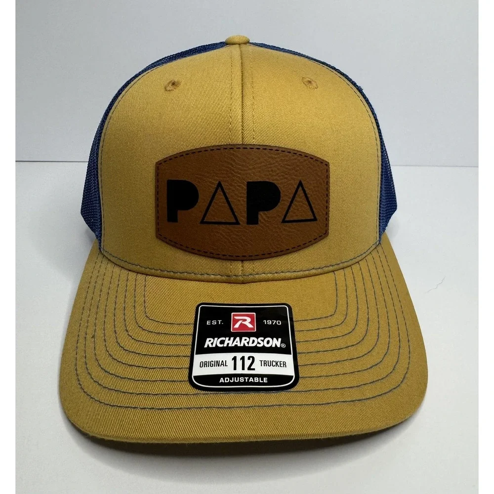 PAPA Cap Richardson 112 Trucker Hat SnapBack Camel Navy Gift New